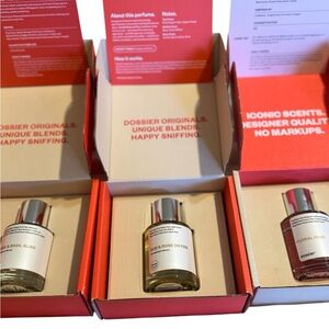 Dossier Women's Fragrances, Set of 3-Pink, Gold, and White.